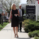 Outgoing Department of Homeland Security Secretary Kirstjen Nielsen walks out of her home to speak to the media on April 08, 2019 in Alexandria, Virginia. President Trump announced the departure of Nielson on Twitter after the two met at the White House on Sunday.